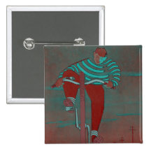 Vintage Red Teal Turquoise Bicycle Boy Tire Advert Pinback Button