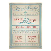 Vintage Red White & Blue Wedding Invitation