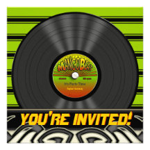 Vintage Reggae Vinyl Record Party Invitations