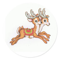 Vintage Reindeer/cute Round Sticker