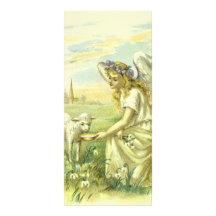 Vintage Religion Easter, Victorian Angel with Lamb Rack Card