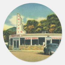 Vintage Resaturant, Drive In Diner Round Stickers