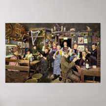 Vintage Restaurant Bar People Celebrating Party Print