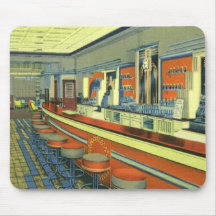 Vintage Restaurant, Roadside Diner Interior Mousepads