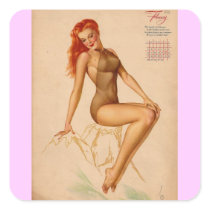 Vintage Retro Alberto Vargas Pin Up Girl Square Stickers