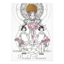 Vintage Retro Bride & Flower Girls Bridal Shower Personalized Announcement