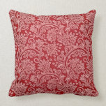 Vintage Retro Coral Red Floral Damask Paisley Pillow