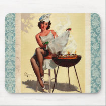 Vintage Retro Gil Elvgren Barbeque Pin up girl Mouse Pads