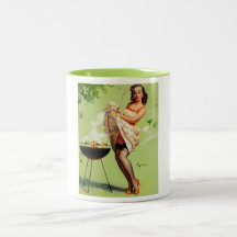 Vintage Retro Gil Elvgren Barbeque Pin Up Girl Coffee Mug