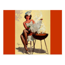 Vintage Retro Gil Elvgren Barbeque Pin up girl Post Cards