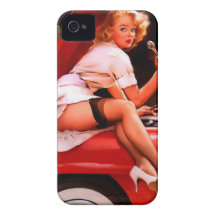 Vintage Retro Gil Elvgren Car Mechanic Pinup Girl Case-Mate iPhone 4 Cases