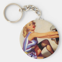 Vintage Retro Gil Elvgren Car Mechanic Pinup Girl Key Chains