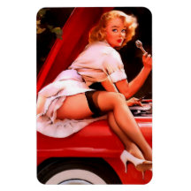 Vintage Retro Gil Elvgren Car Mechanic Pinup Girl Vinyl Magnets