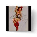 Vintage Retro Gil Elvgren Firefighter Pin Up Girl buttons