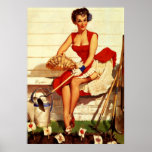 Vintage Retro Gil Elvgren Gardening Pin Up Girl posters