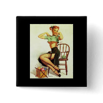 Vintage retro Gil Elvgren Knitting Pin Up Girl