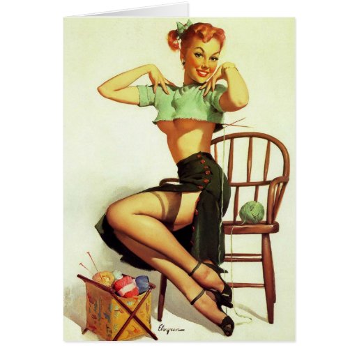 Vintage retro Gil Elvgren Knitting Pin Up Girl Cards
