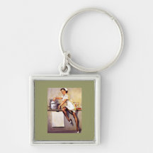 Vintage Retro Gil Elvgren Nurse Pin Up Girl Keychains