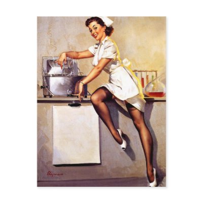Vintage Retro Gil Elvgren Nurse Pin Up Girl Postcards