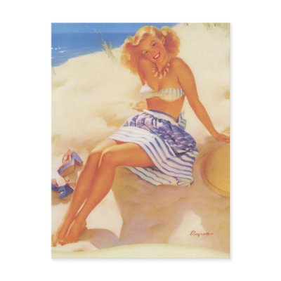 Vintage Retro Gil Elvgren Pin Up Girl Cards Post Card by vintagegiftmall