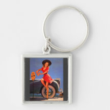 Vintage Retro Gil Elvgren Pin Up Girl Key Chain