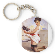 Vintage Retro Gil Elvgren Pin Up Girl Key Chain