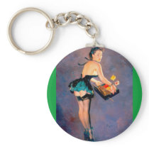 Vintage Retro Gil Elvgren Pin Up Girl Keychain