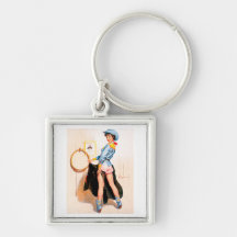 Vintage Retro Gil Elvgren Pin Up Girl Keychain
