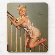 Vintage Retro Gil Elvgren Pin Up Girl Mouse Pad