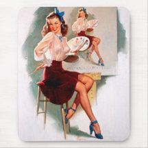 Vintage Retro Gil Elvgren Pin Up Girl Mousepad