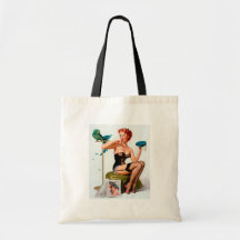 Vintage Retro Gil Elvgren Pin Up Girl Tote Bags