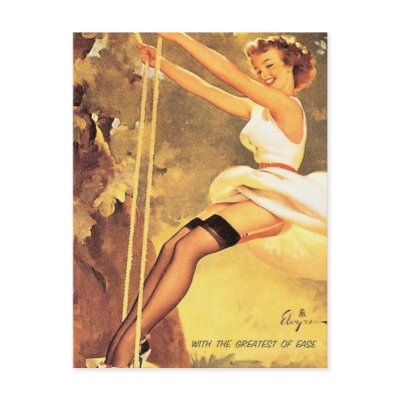 Vintage Retro Gil Elvgren Pin Up Girls Cards Post Card by vintagegiftmall