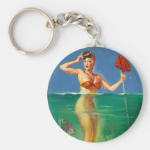 Vintage Retro Gil Elvgren Scuba Diver Pin Up Girl Key Chain