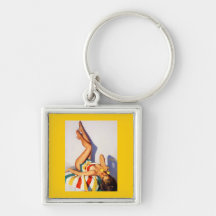 Vintage Retro Gil Elvgren telephone pin up Girl Keychain