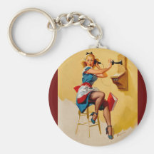 Vintage Retro Gil Elvgren telephone pin up Girl Key Chains
