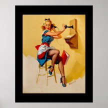Vintage Retro Gil Elvgren Telephone Pin up Girl Print