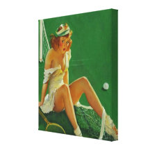 Vintage Retro Gil Elvgren Tennis Pinup Girl Gallery Wrapped Canvas