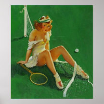 Vintage Retro Gil Elvgren Tennis Pinup Girl Print