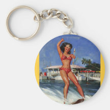 Vintage Retro Gil Elvgren Water Ski pinup girl Key Chains