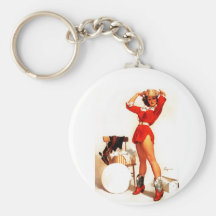 Vintage Retro Gil Elvgren Western Pin UP Girl Keychain