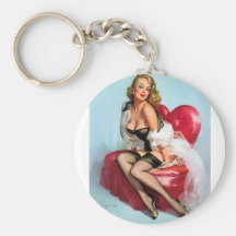 Vintage Retro Pinup Art Gil Elvgren Pin Up Girl Keychain
