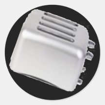 Vintage Retro Toaster Design - B&W Grey Round Sticker