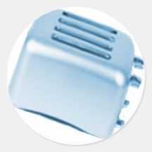 Vintage Retro Toaster Design - Blue Round Stickers