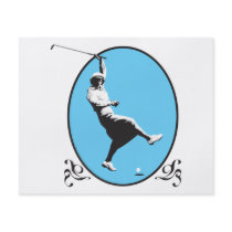 vintage retro woman golfer golfing design full color flyer
