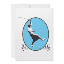 vintage retro woman golfer golfing design personalized invites