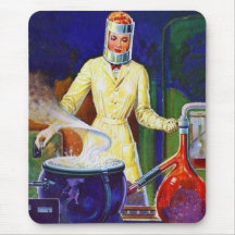 Vintage Retro Women 30s Pulp Lady Women Scientist Mousepad