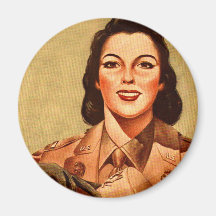 Vintage Retro Women 40s Military Woman WAAC Magnet