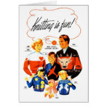 Vintage Retro Women 60s Knitting is Fun! Card