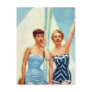 Vintage Retro Women 60s Swimwear Surfs Up! Postcard