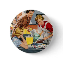 Vintage Retro Women Ad Let's Bake a Cake Pinback Buttons